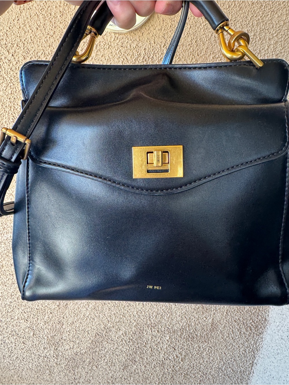 JW PEI Black Satchel with Gold Hardware
